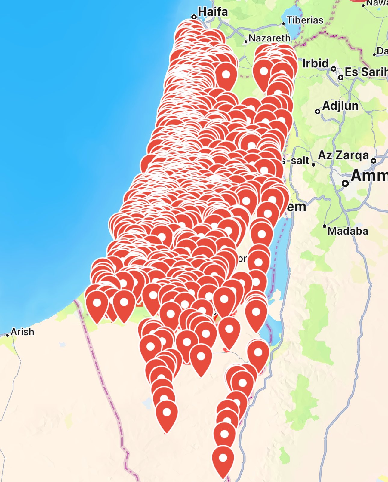 All of Israel is covered by air alerts